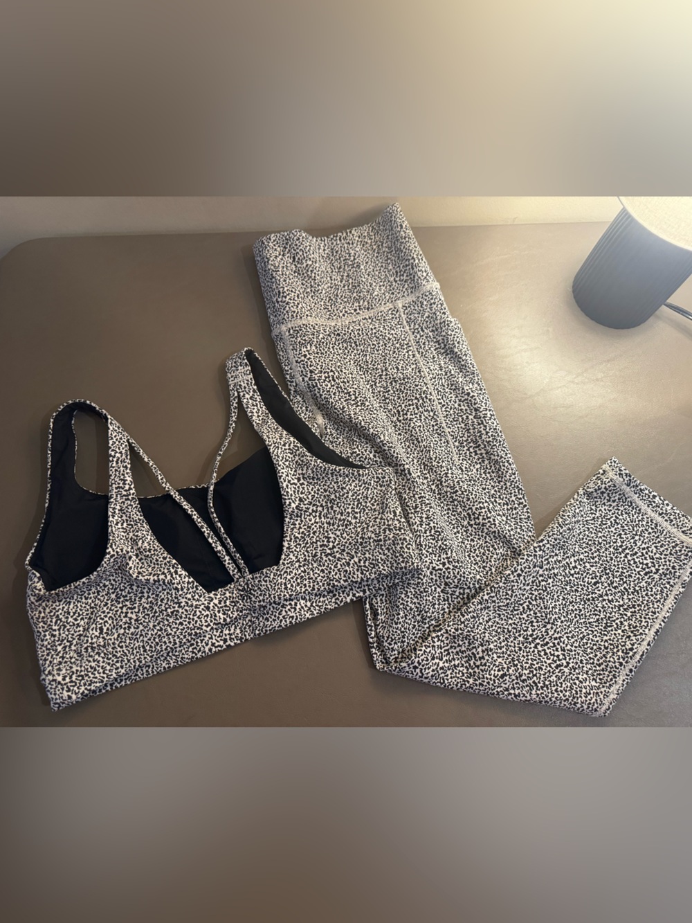 Athleta Leopard-Print High-Waist Leggings and matching bra both size large